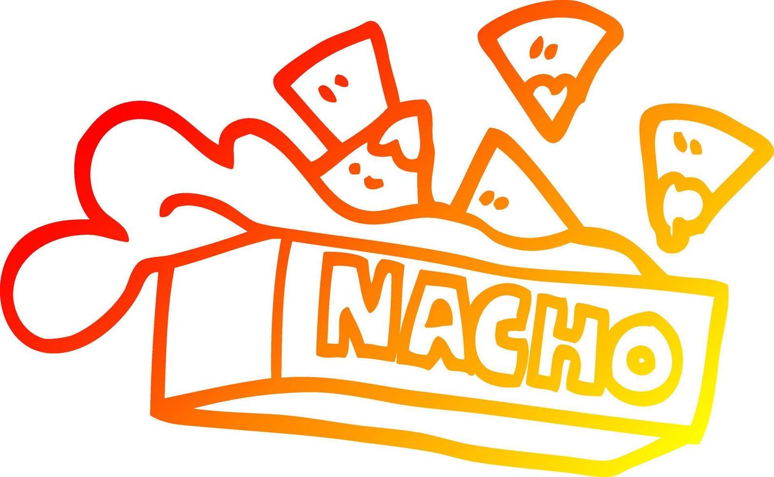 ligne de gradient chaud dessinant une boîte de nachos de dessin animé vecteur