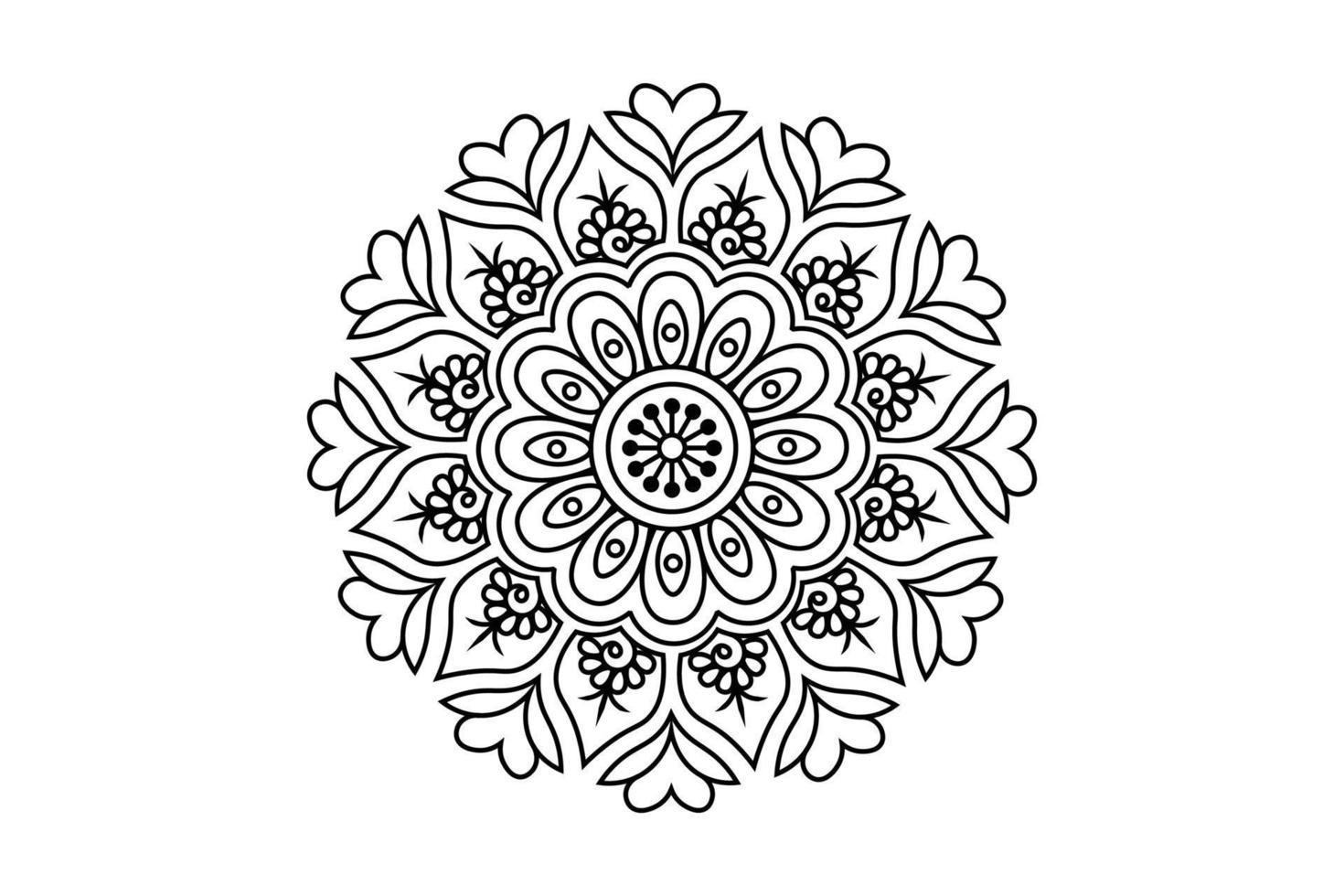 mandala de dessin à la main, conception de mandala de contour, vecteur gratuit