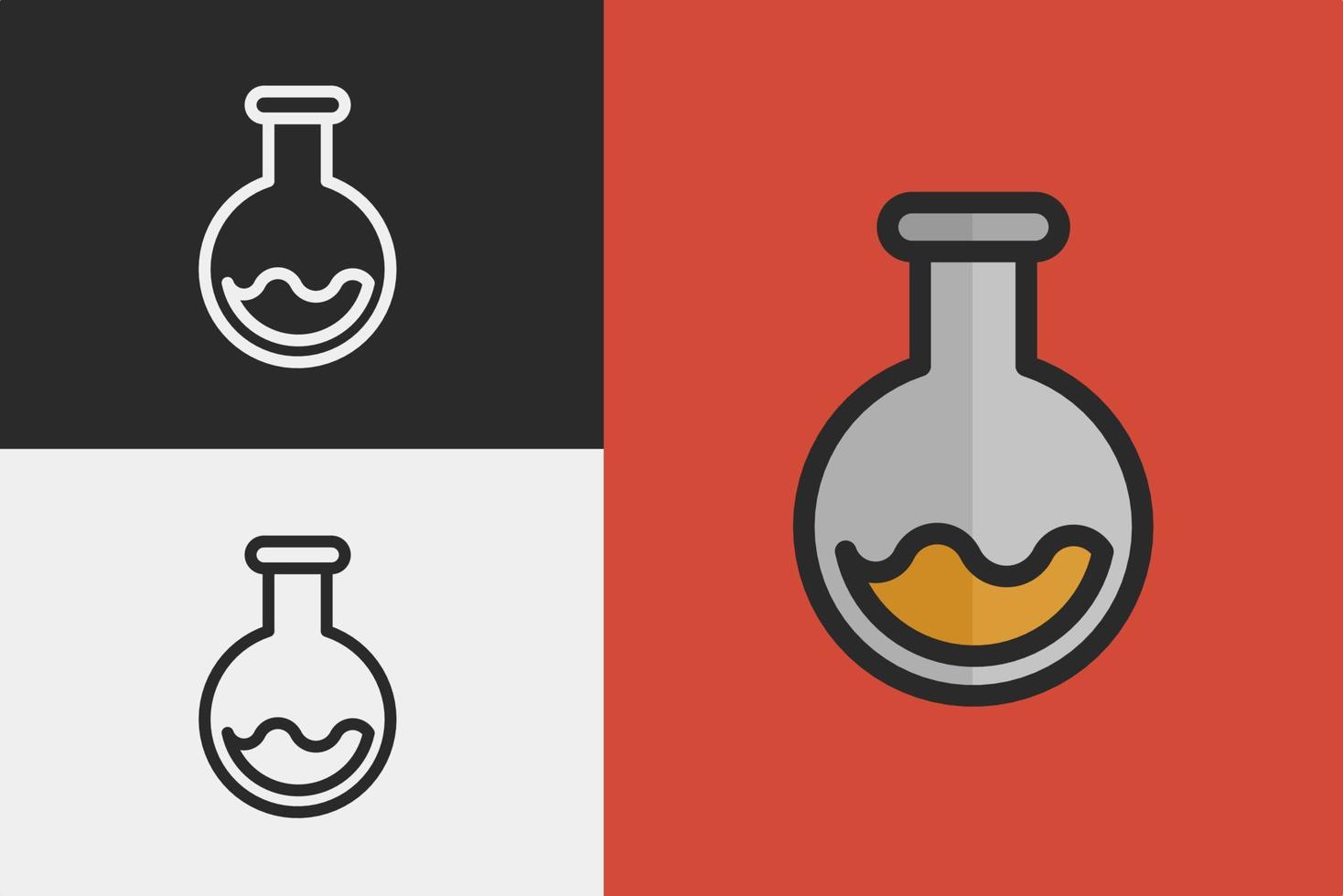 ensemble d'icônes plates en verre de laboratoire avec différents styles de conception vecteur