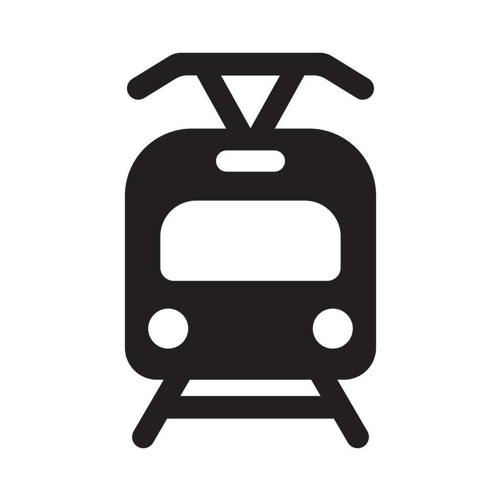 eps10 icône ou logo de tramway vectoriel noir dans un style moderne simple et branché isolé sur fond blanc