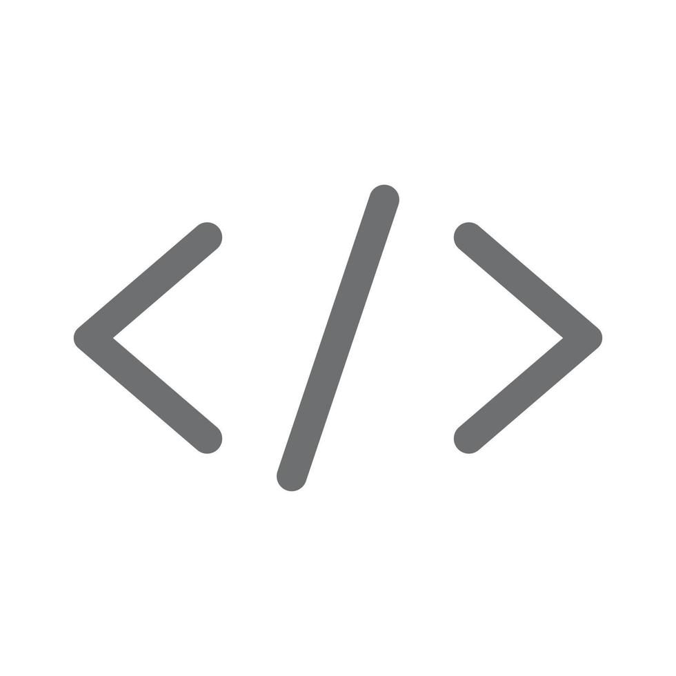 eps10 icône d'art de ligne de code vectoriel gris ou logo dans un style moderne simple et branché isolé sur fond blanc