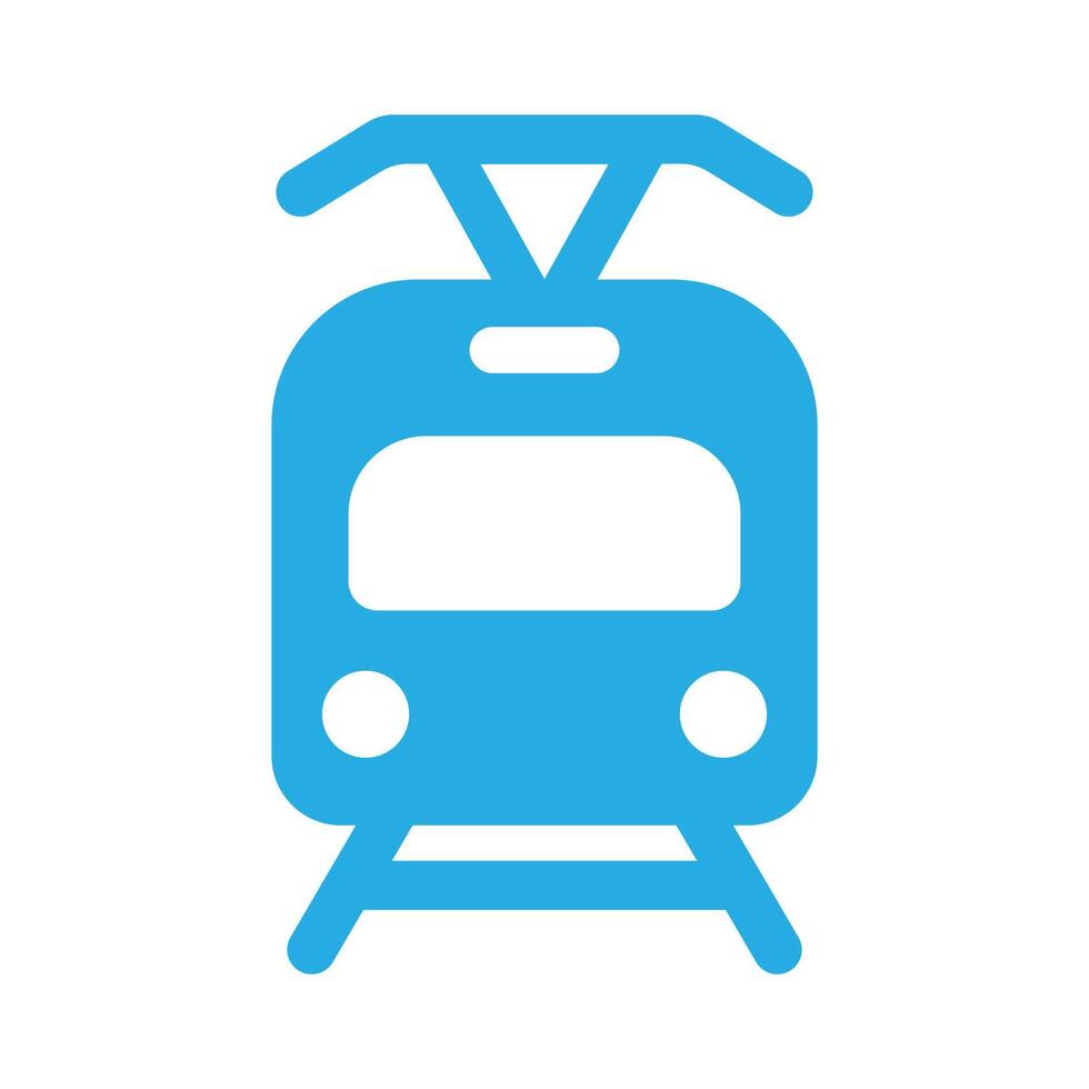 eps10 icône ou logo de tramway vectoriel bleu dans un style moderne simple et branché isolé sur fond blanc