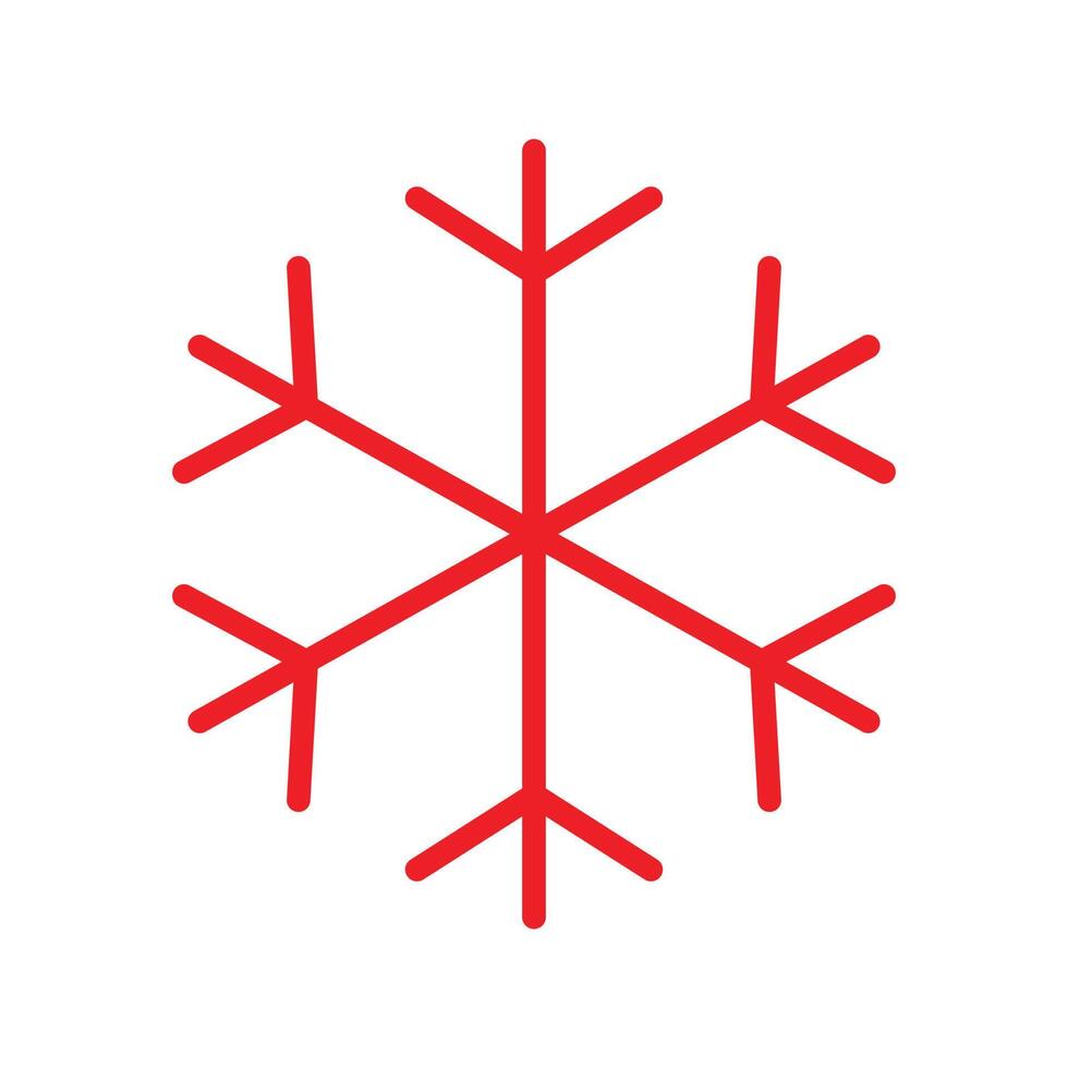 icône ou logo de flocon de neige vecteur rouge eps10 dans un style moderne simple et branché isolé sur fond blanc