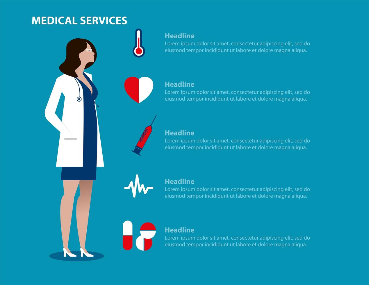 page de destination des services médicaux femme médecin vecteur