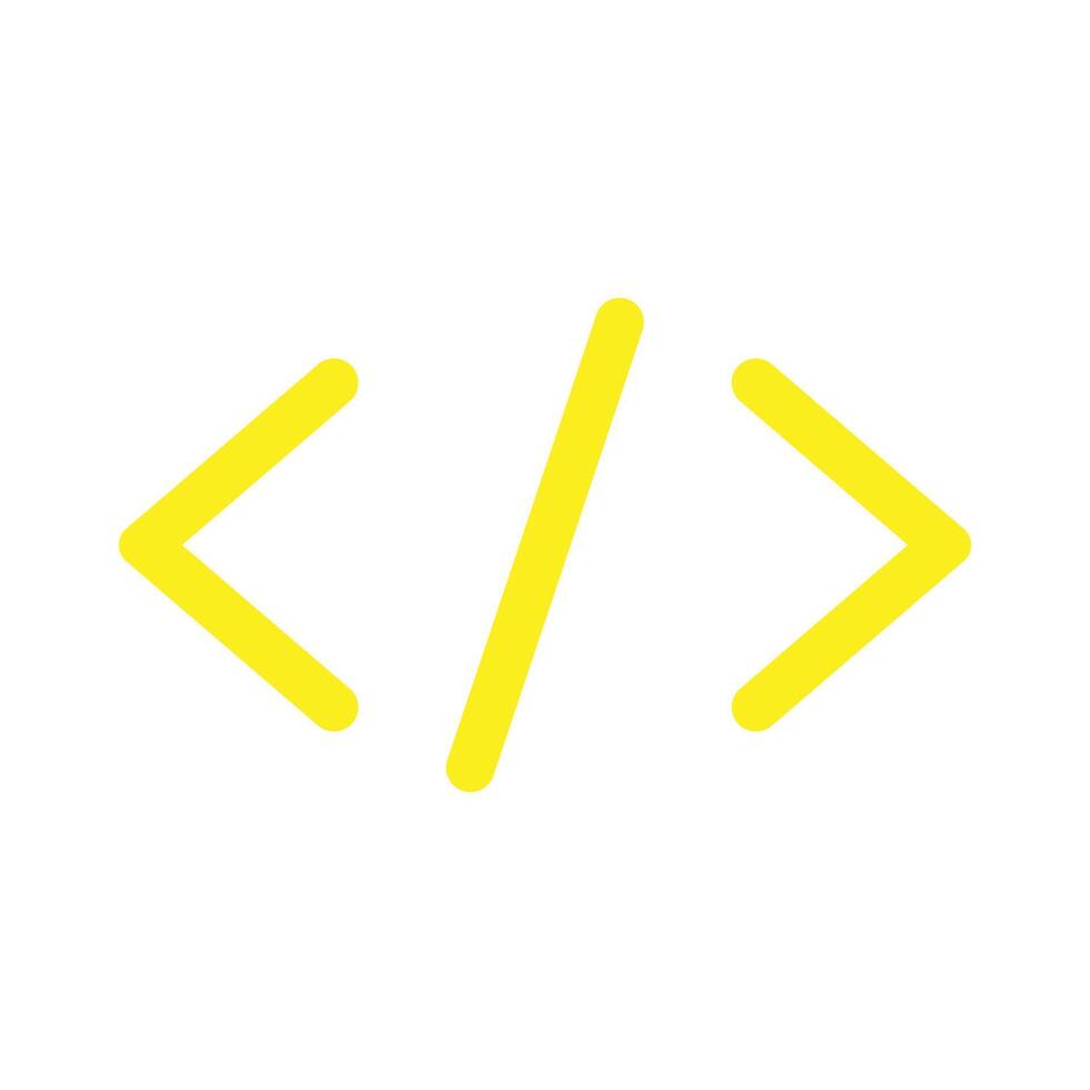 eps10 icône d'art de ligne de code vectoriel jaune ou logo dans un style moderne simple et branché isolé sur fond blanc