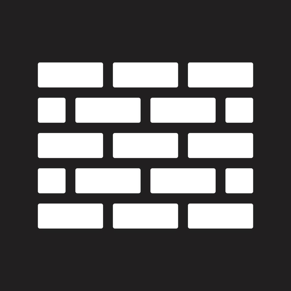 icône ou logo de mur vectoriel blanc eps10 dans un style moderne simple et branché isolé sur fond noir