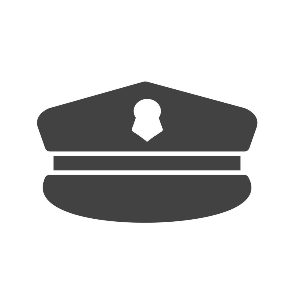 icône noire de glyphe de chapeau militaire vecteur