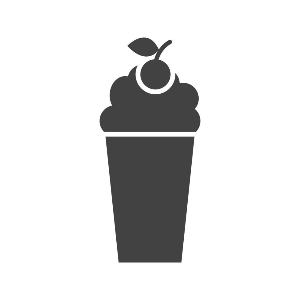 icône noire de glyphe de milkshake aux fraises vecteur