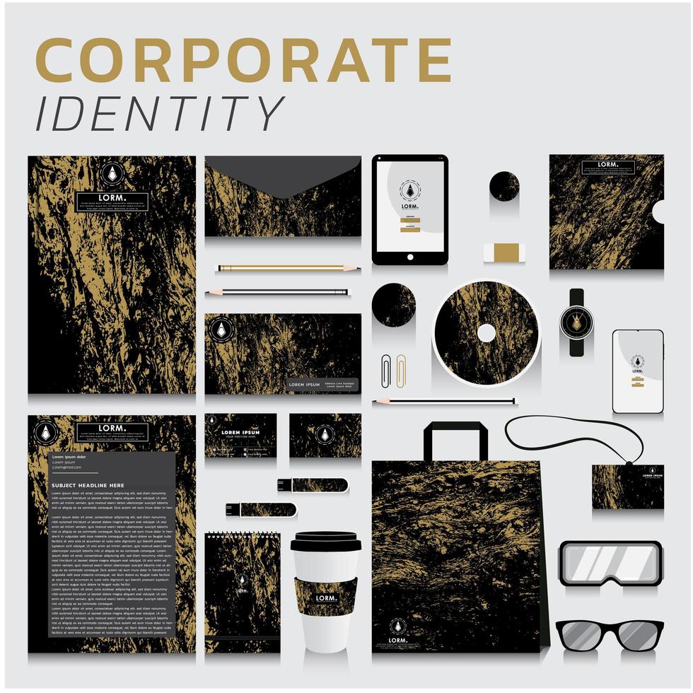 identité corporative texture or définie pour les entreprises et le marketing vecteur