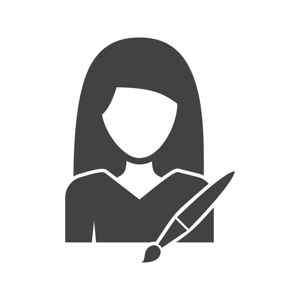 femme dans l'icône noire de glyphe d'art vecteur
