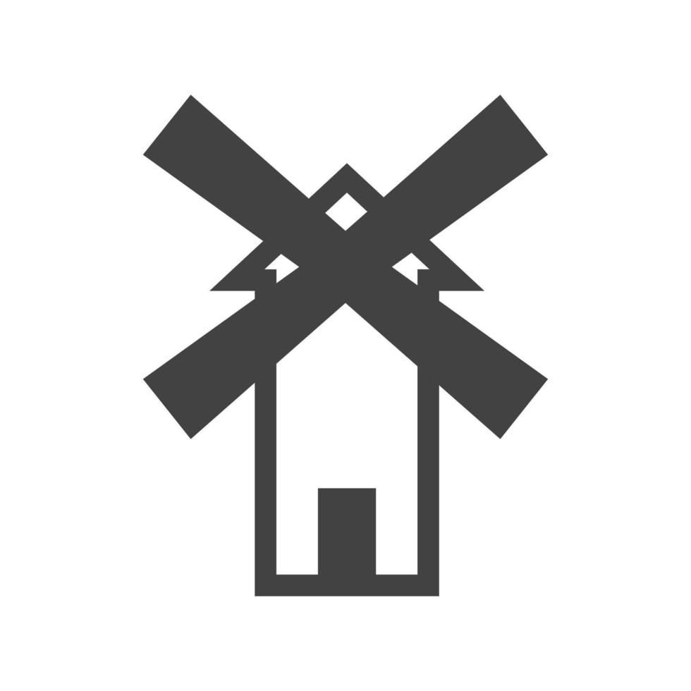 icône noire de glyphe de moulin à vent vecteur
