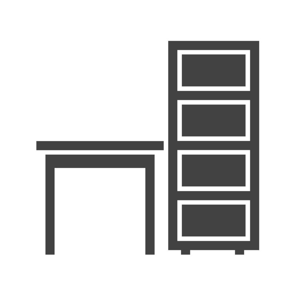 table avec étagères glyphe icône noire vecteur