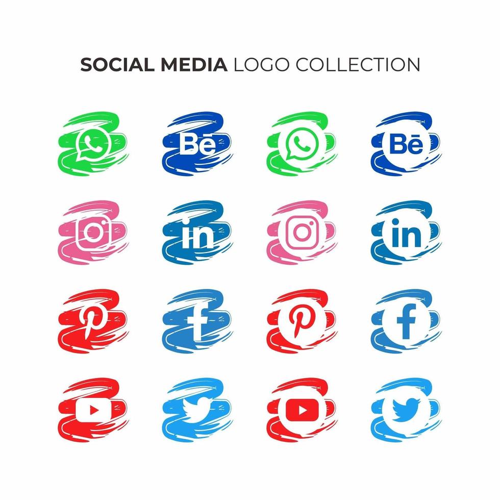 collection de logos de médias sociaux vecteur