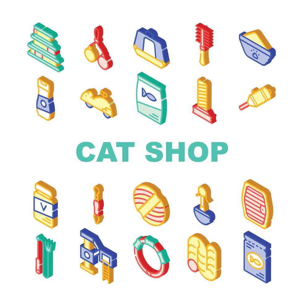 collection d'accessoires de marché de chat icons set vector