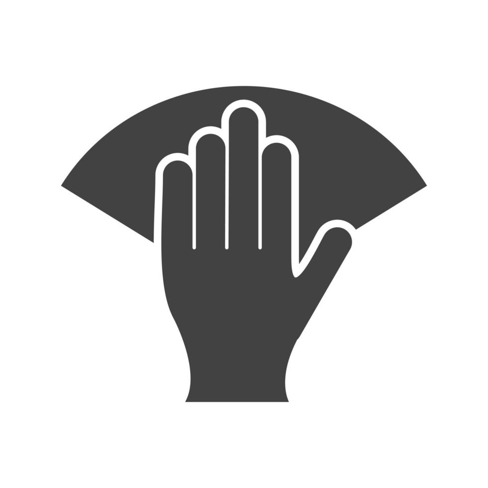 essuyer avec l'icône noire du glyphe de la main vecteur