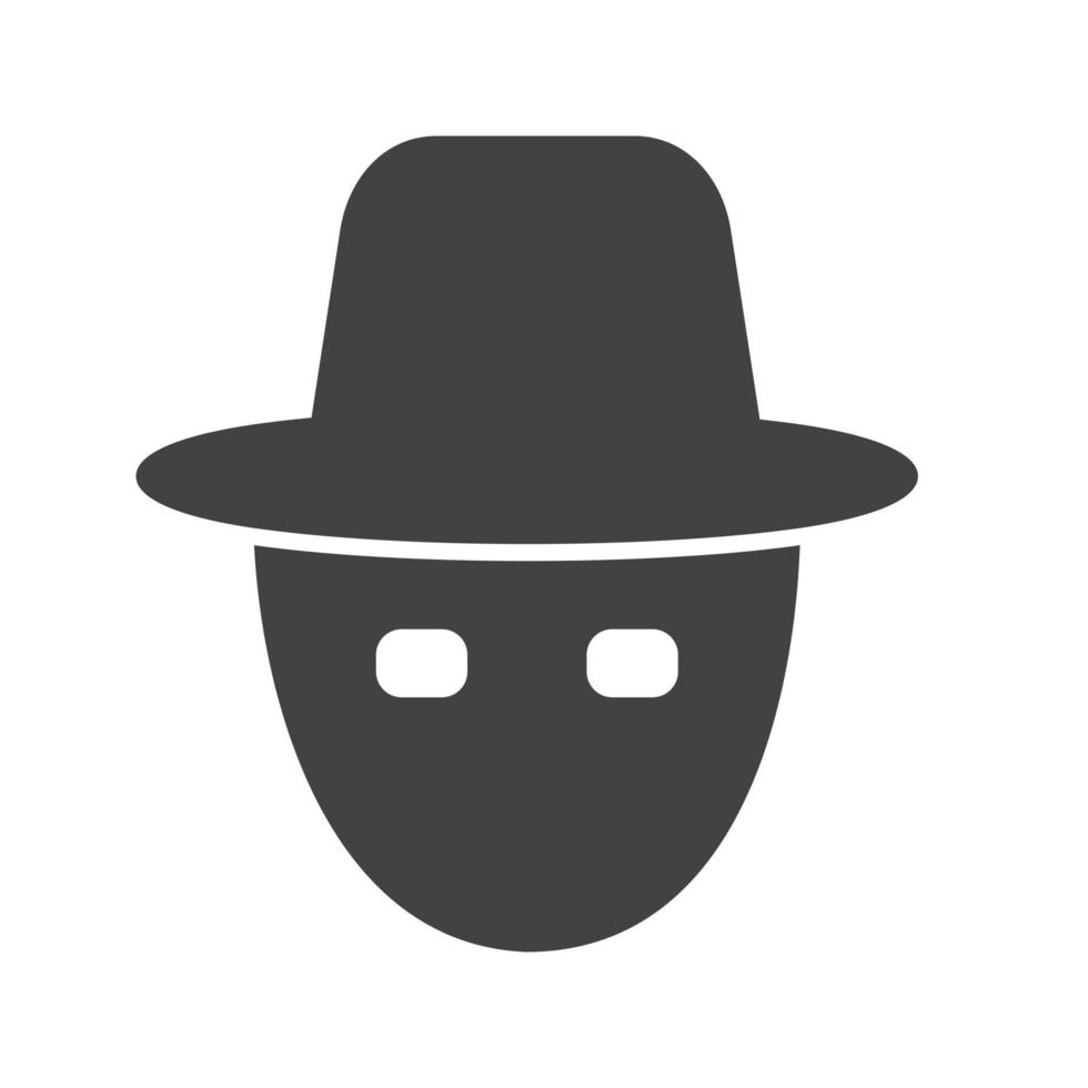 hacker masque glyphe icône noire vecteur