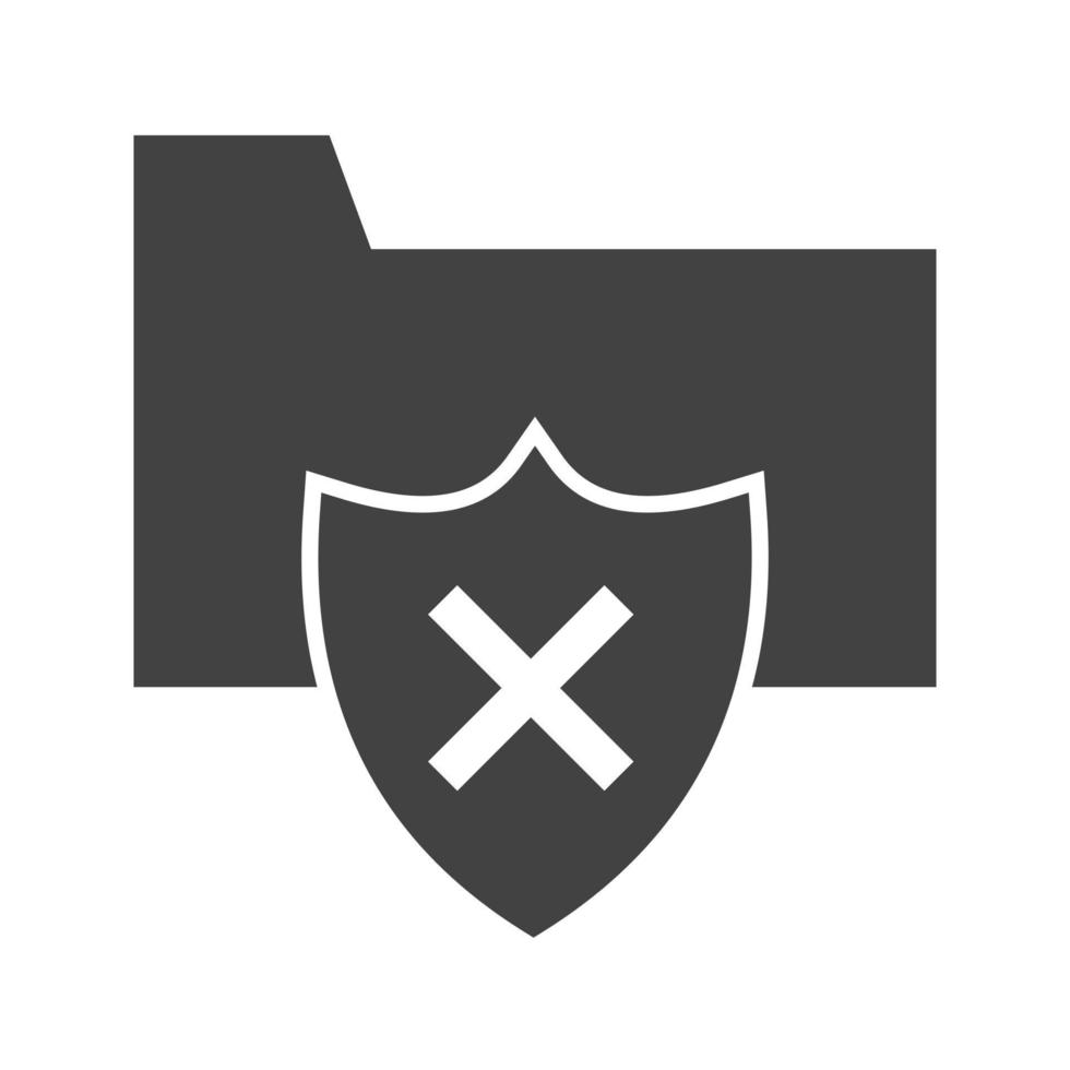 icône noire de glyphe de dossier vulnérable vecteur