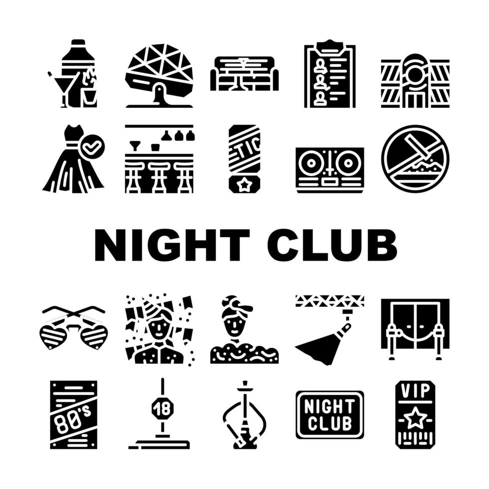 night club dance party icônes de collection set vector