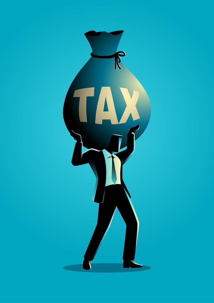 silhouette d'homme d'affaires alourdi par les impôts vecteur