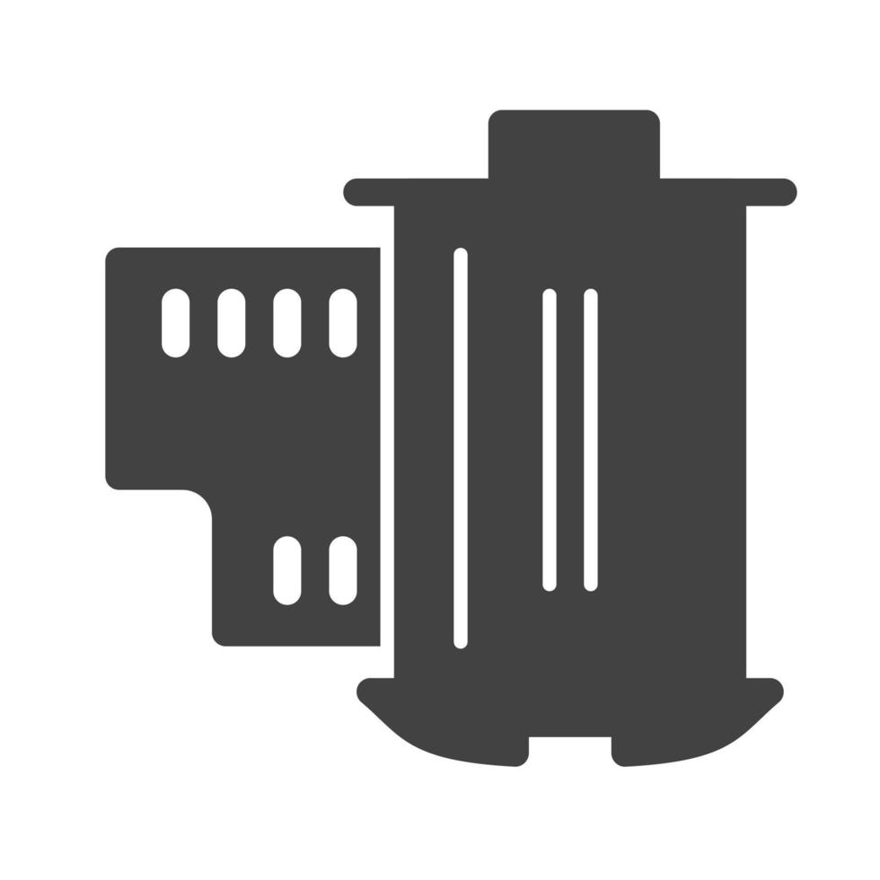 icône noire de glyphe de bobine de film vecteur