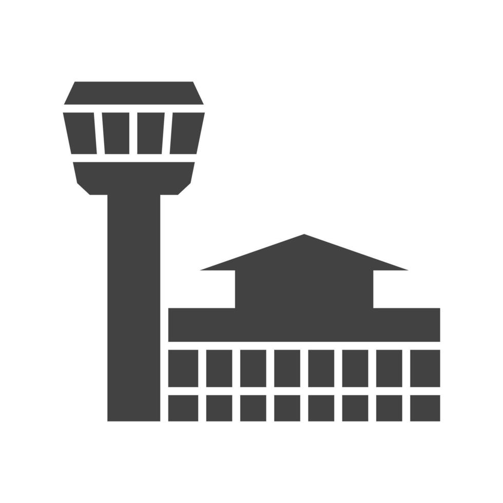 icône noire de glyphe de bâtiment d'aéroport vecteur