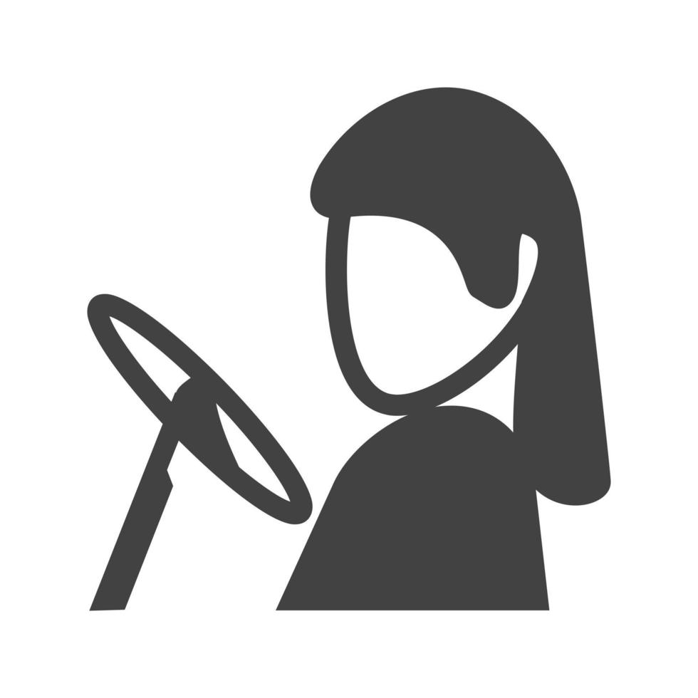 icône noire du glyphe féminin du conducteur vecteur