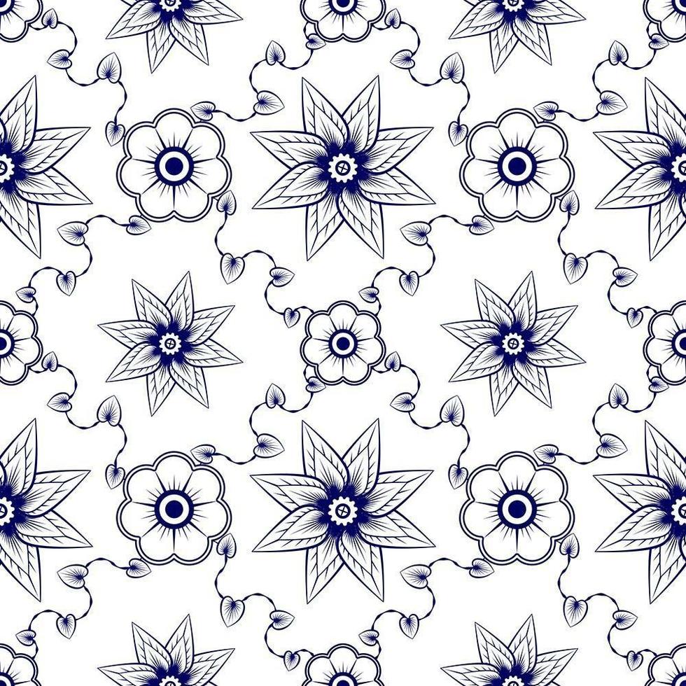 motif floral sans couture bleu vecteur