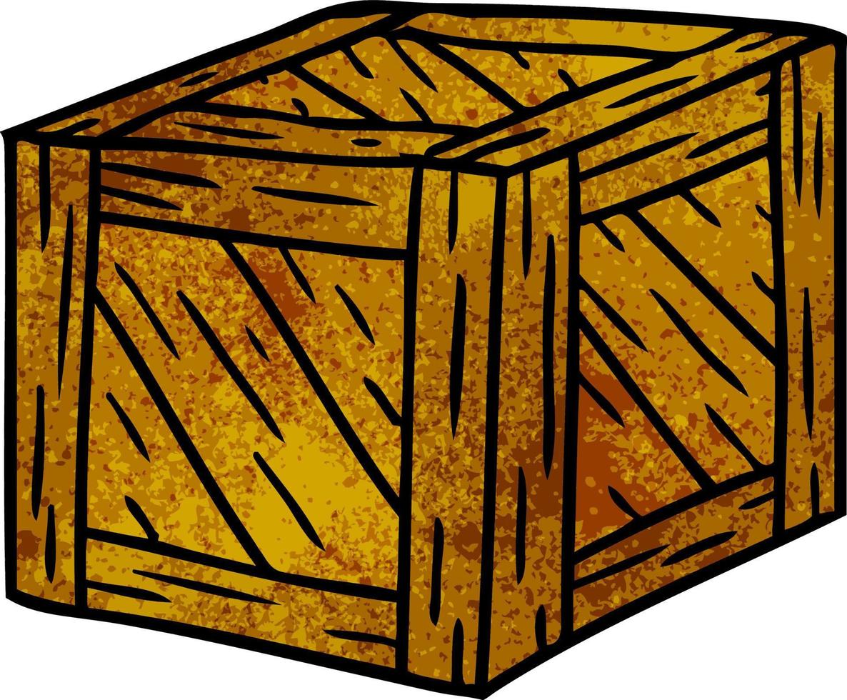 doodle cartoon texturé d'une caisse en bois vecteur