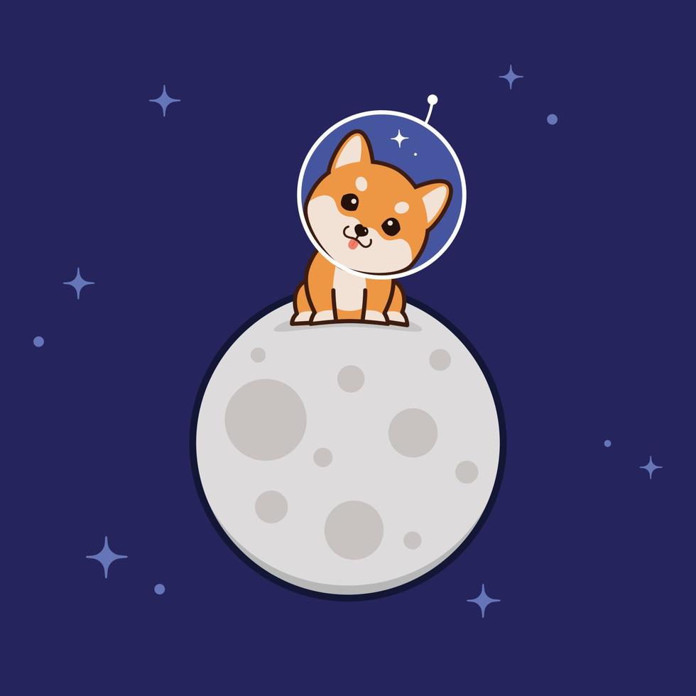 shiba à la lune vecteur