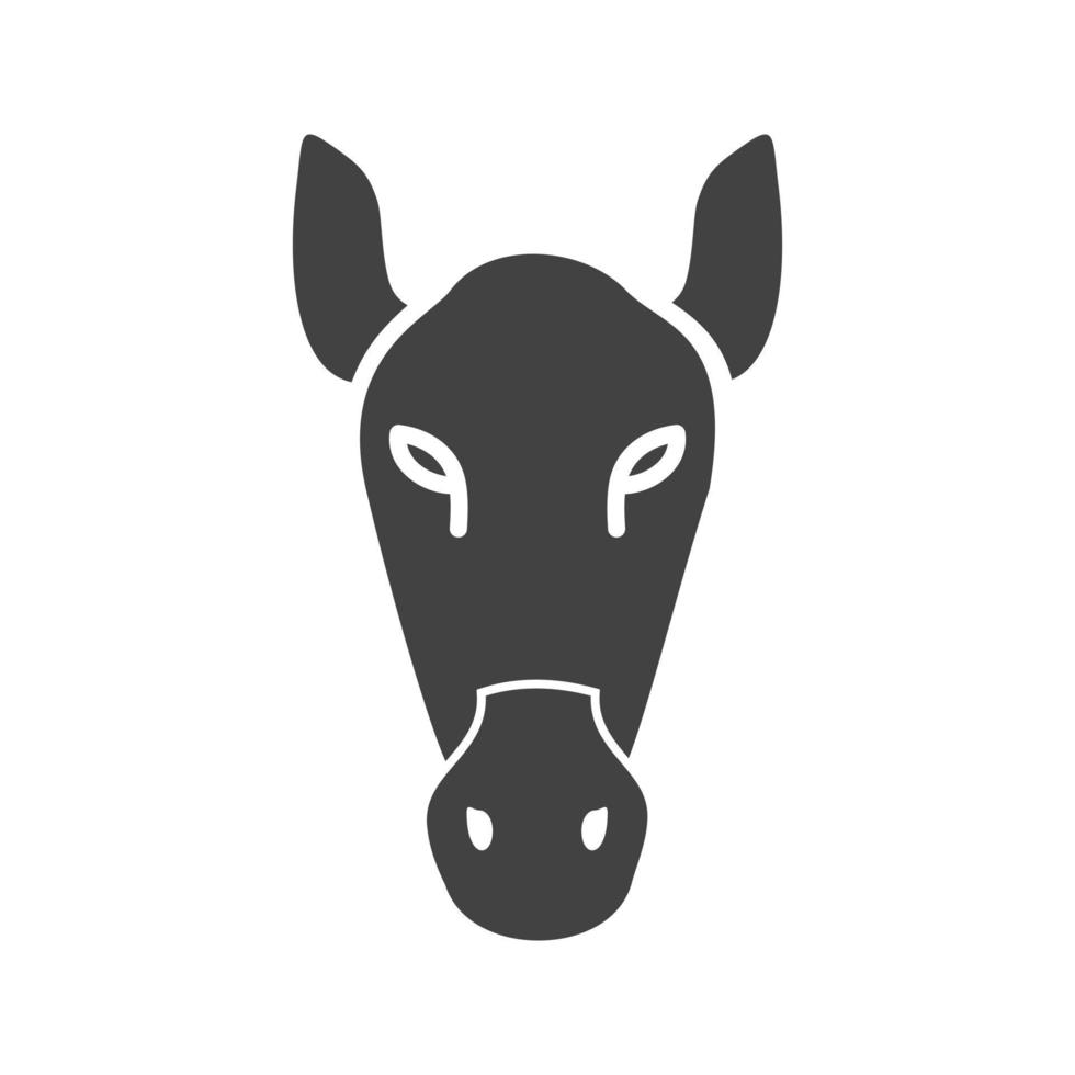 icône noire de glyphe de visage de cheval vecteur