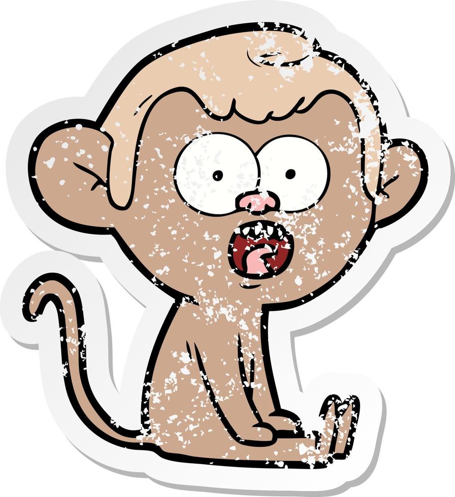 autocollant en détresse d'un singe choqué de dessin animé vecteur