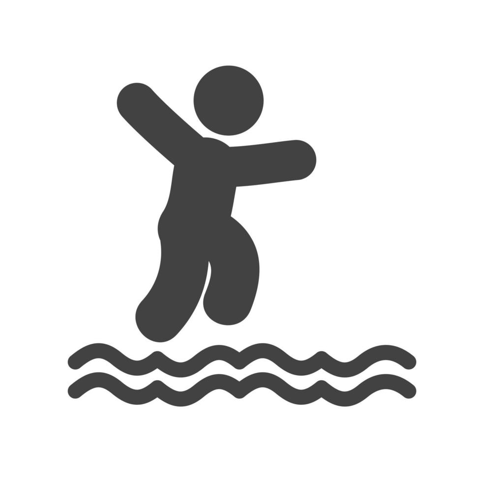 sauter dans l'eau glyphe icône noire vecteur