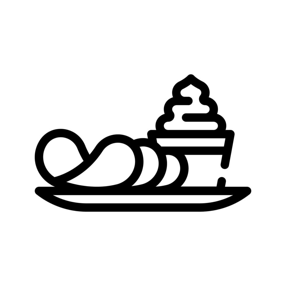 frites avec illustration vectorielle d'icône de ligne de sauce épicée vecteur