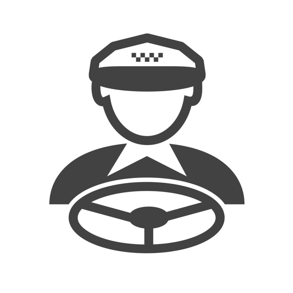 icône noire de glyphe de chauffeur de taxi vecteur