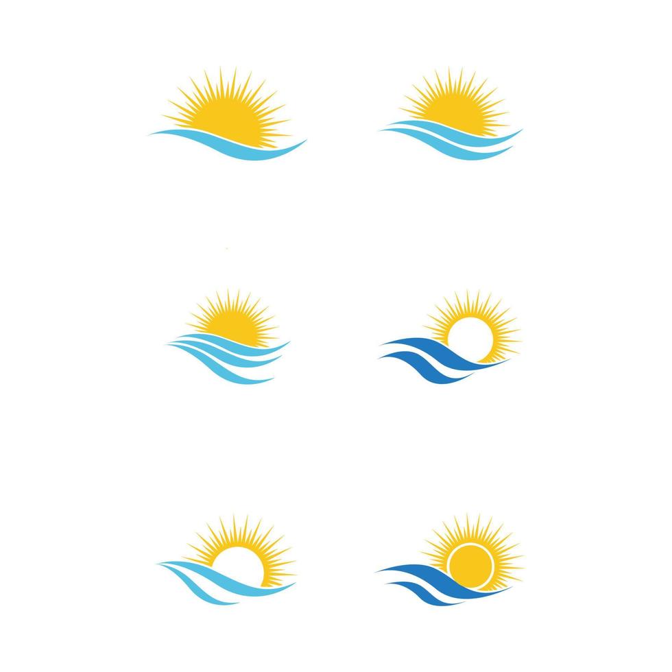 Vague d'eau de mer et soleil icône vector illustration design logo - vector