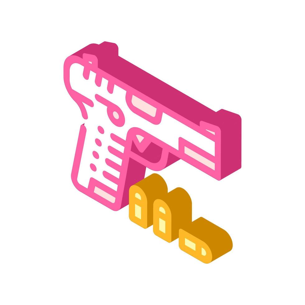 Pistolet avec cartouches icône isométrique illustration vectorielle vecteur