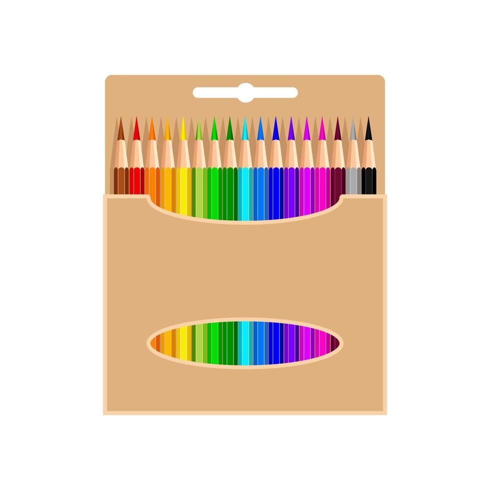 boîte de crayons de couleur, isolé sur fond blanc. crayons de couleur dans  une boîte en carton. fournitures d'art, papeterie pour l'école, le bureau,  la maison 8320439 Art vectoriel chez Vecteezy