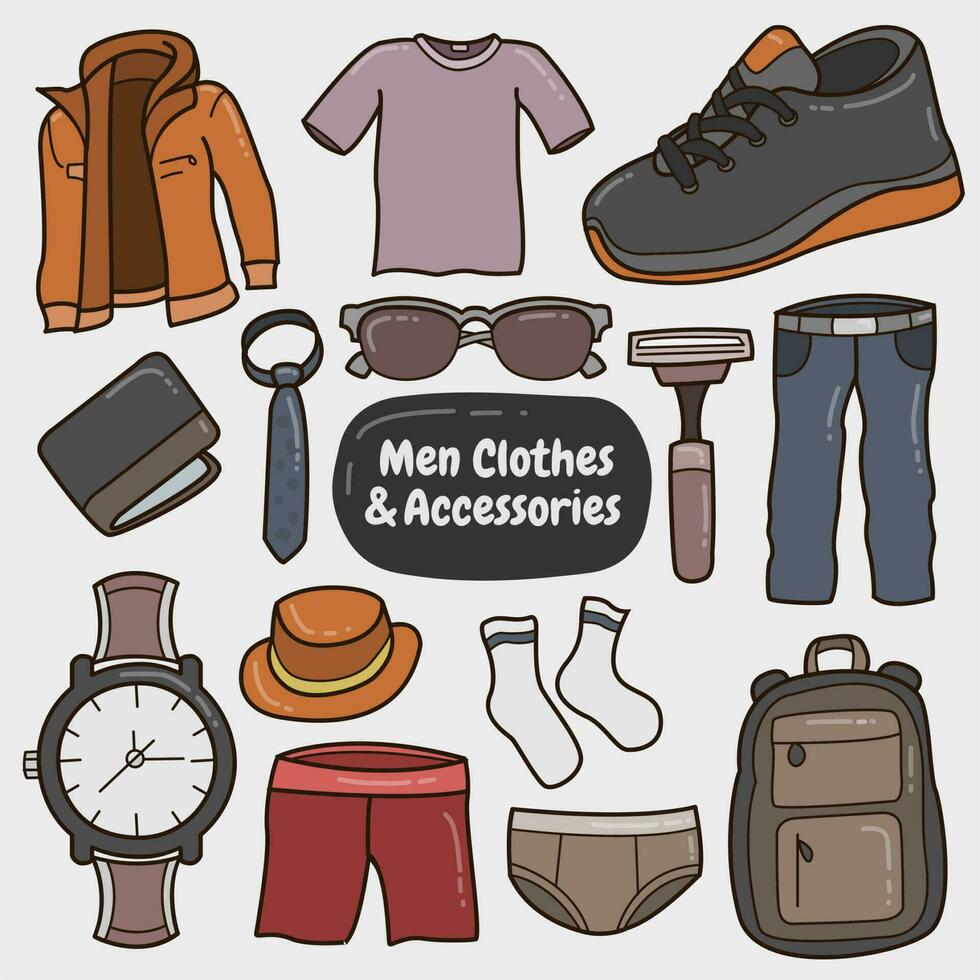 vecteur graphique d'illustration de vêtements et accessoires pour hommes