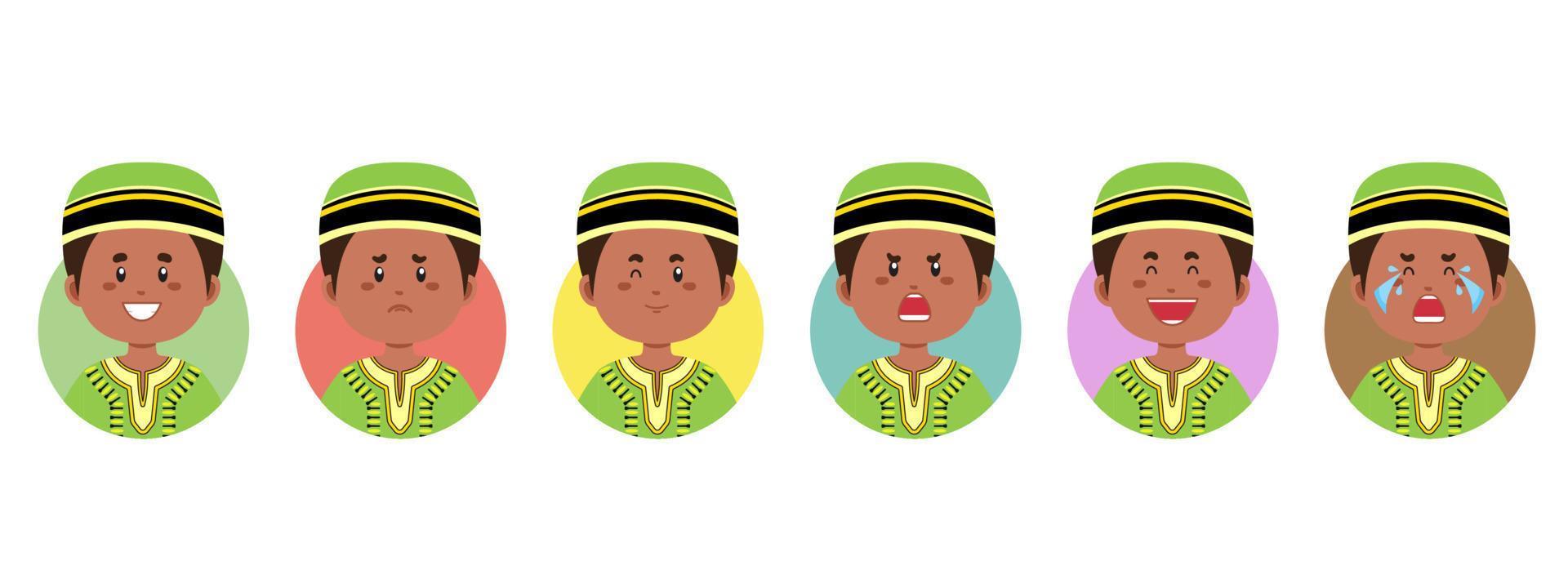 avatar afrique du sud avec diverses expressions vecteur