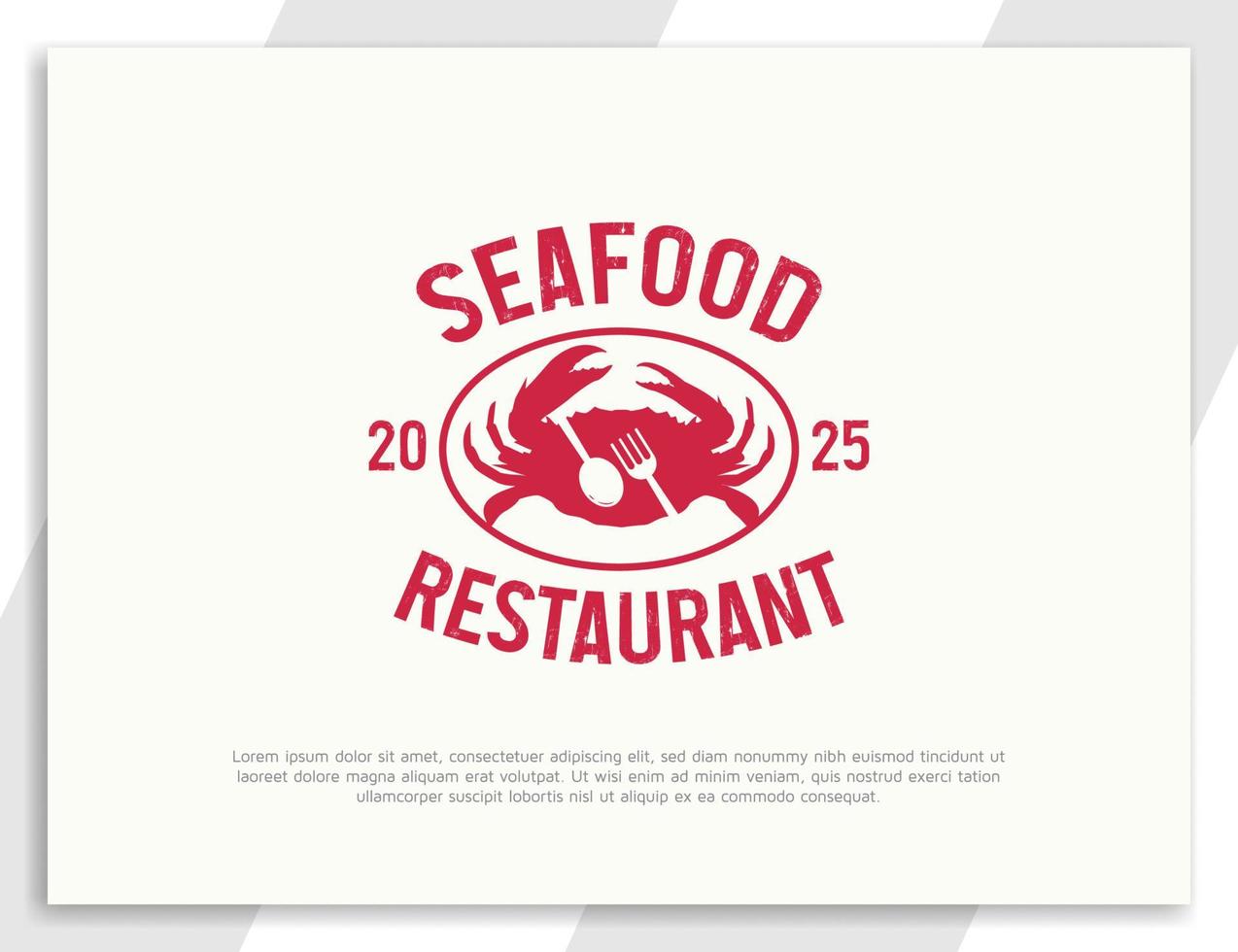 logo de restaurant de fruits de mer vintage avec illustration de crabe vecteur