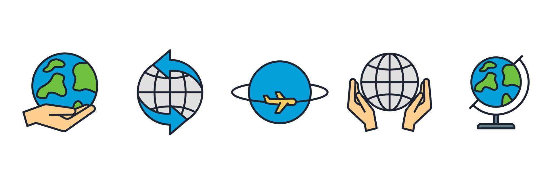 modèle de symbole d'icône de jeu de globe pour l'illustration vectorielle de logo de collection de conception graphique et web vecteur