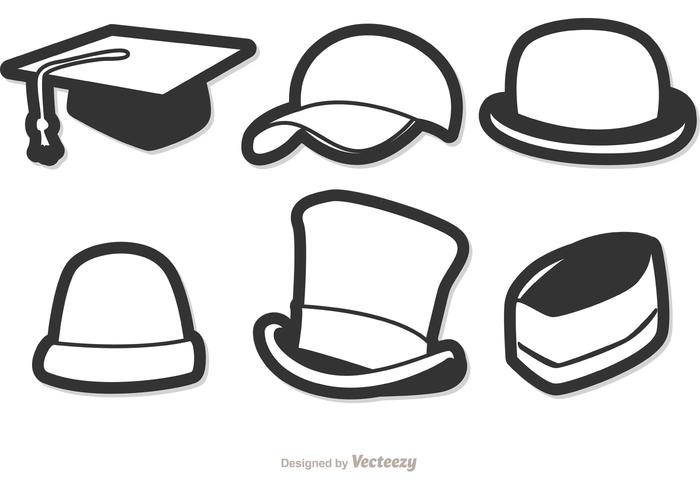 Ensemble vectoriel de chapeaux noir et blanc 1
