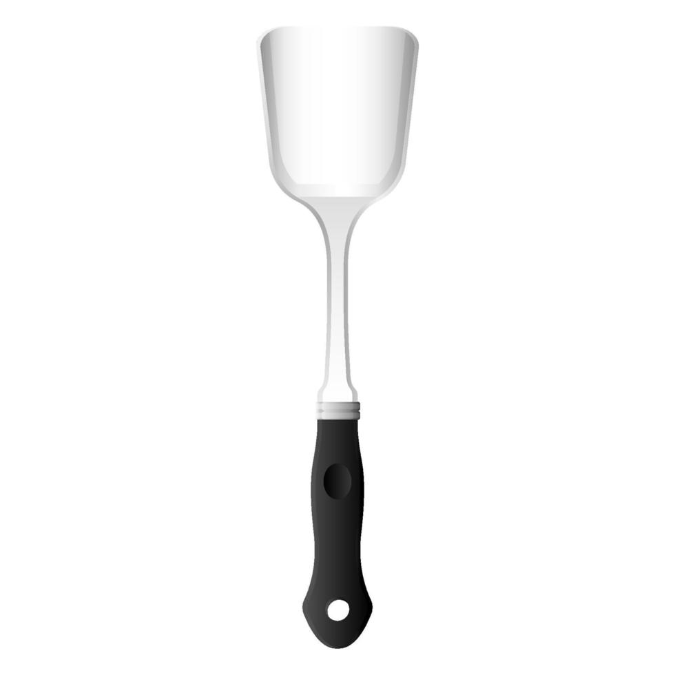 dessin animé ustensiles de cuisine coutellerie spatule en acier inoxydable gris dégradé de couleur vecteur