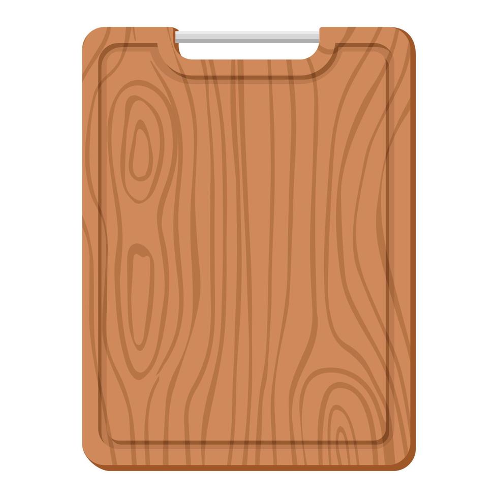 planche à découper carrée d'ustensiles de cuisine en bois nature dessin animé avec texture de grain de bois vecteur