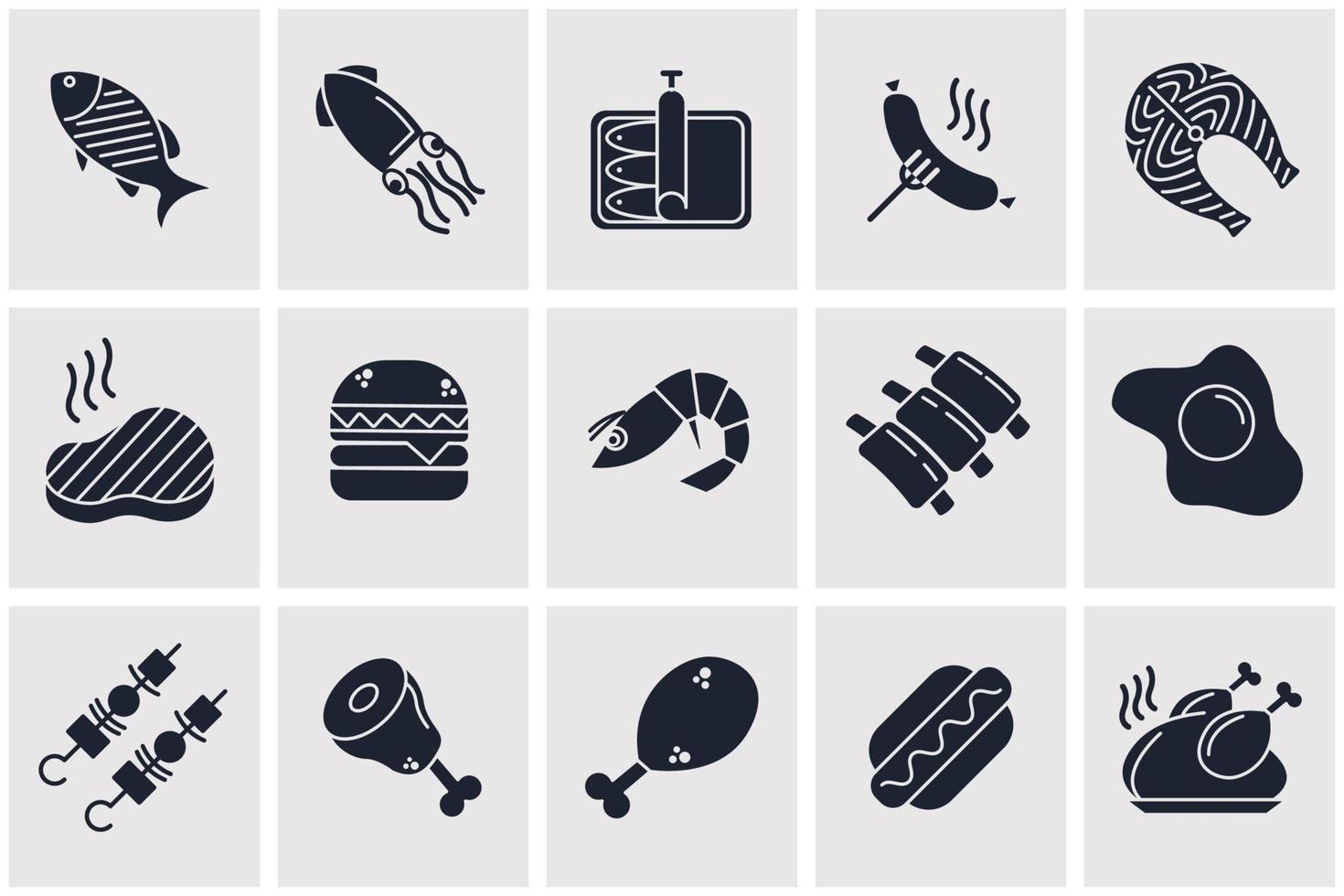 modèle de symbole d'icône de jeu de nourriture de viande pour l'illustration vectorielle de logo de collection de conception graphique et web vecteur