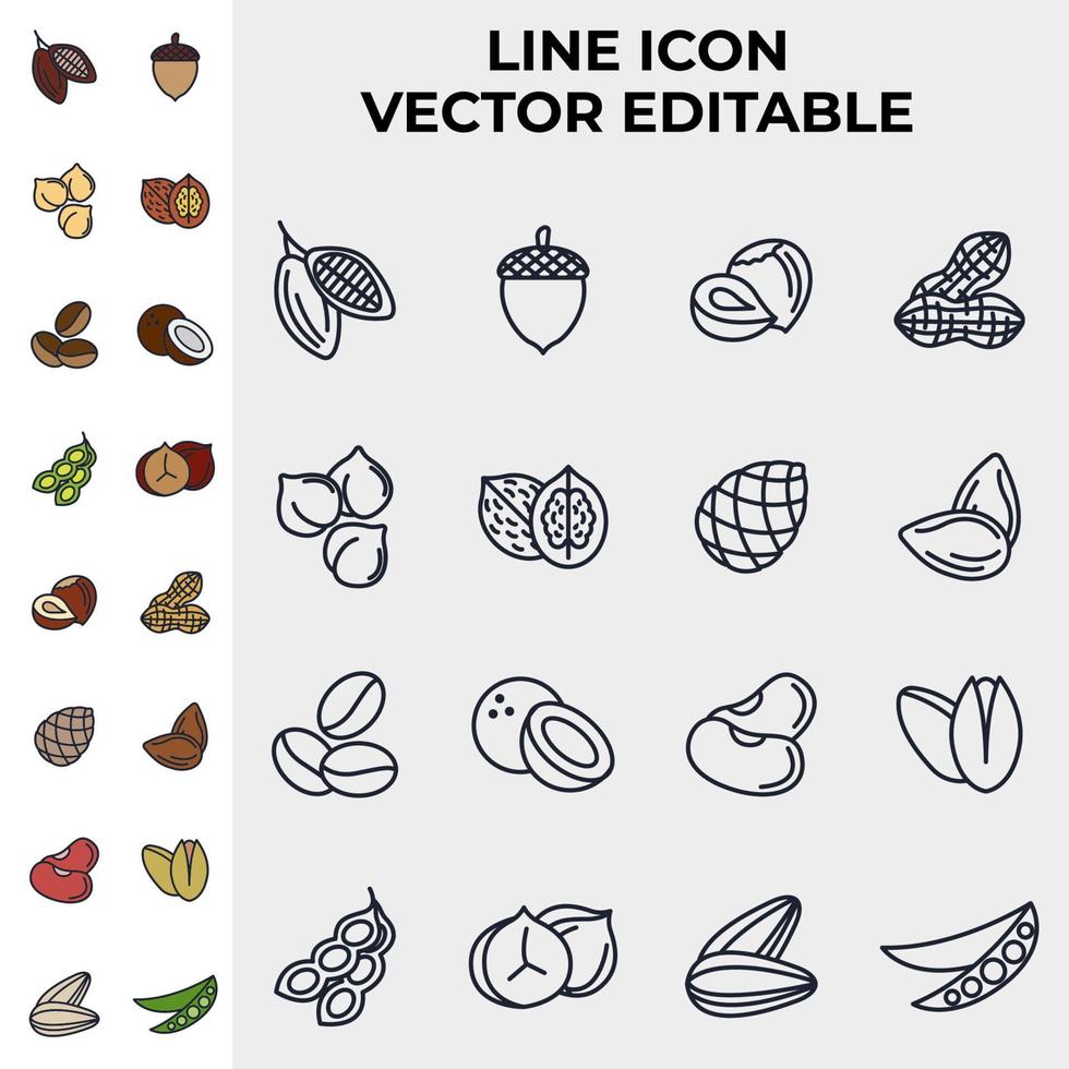 les éléments de noix, de graines et de haricots définissent le modèle de symbole d'icône pour l'illustration vectorielle du logo de la collection de conception graphique et web vecteur