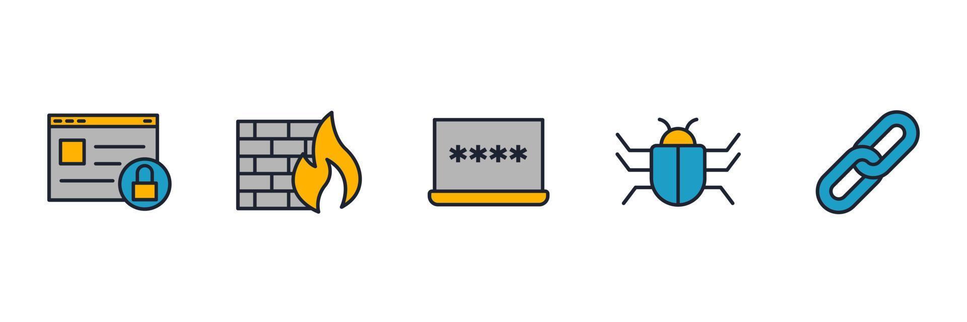 les éléments de protection et de sécurité définissent le modèle de symbole d'icône pour l'illustration vectorielle du logo de la collection de conception graphique et web vecteur