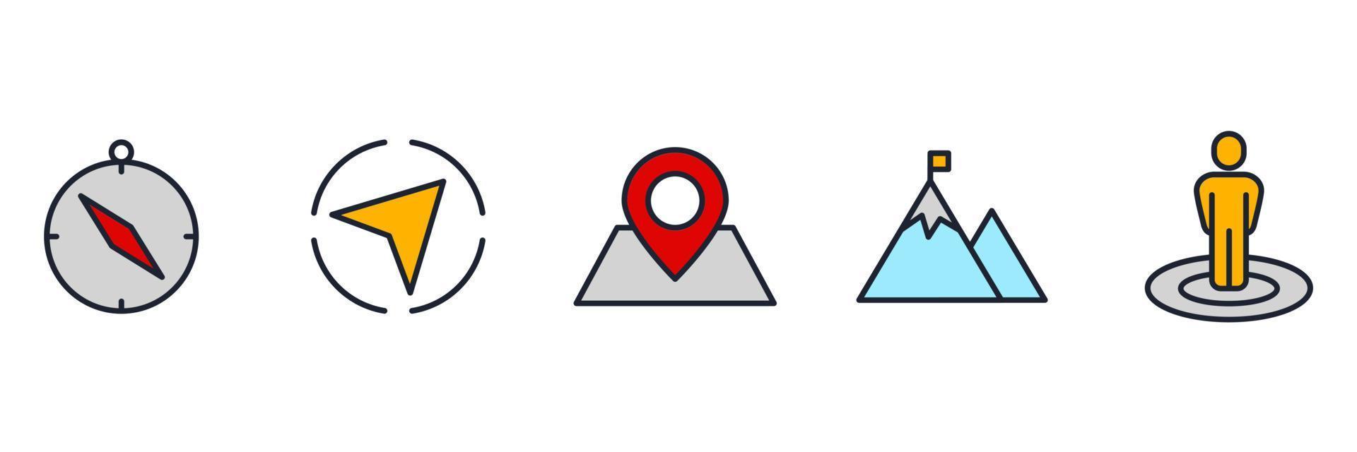 la navigation. emplacement, éléments gps définir le modèle de symbole d'icône pour l'illustration vectorielle du logo de la collection de conception graphique et web vecteur