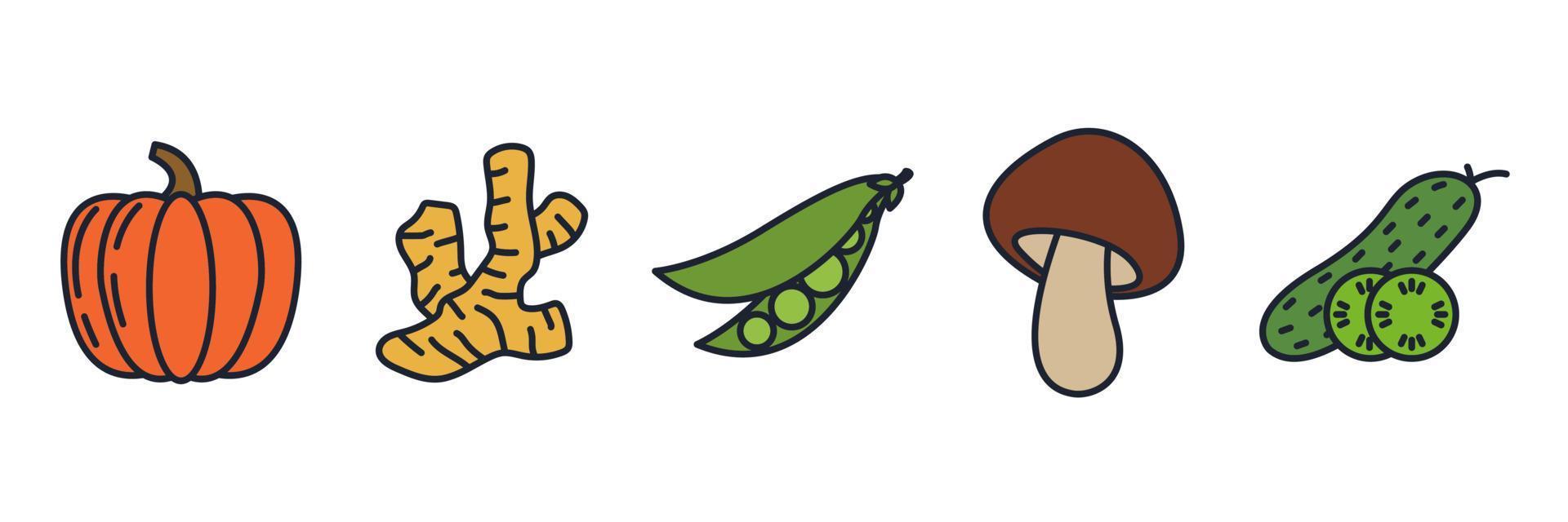 les éléments végétariens et végétaux définissent le modèle de symbole d'icône pour l'illustration vectorielle du logo de la collection de conception graphique et web vecteur