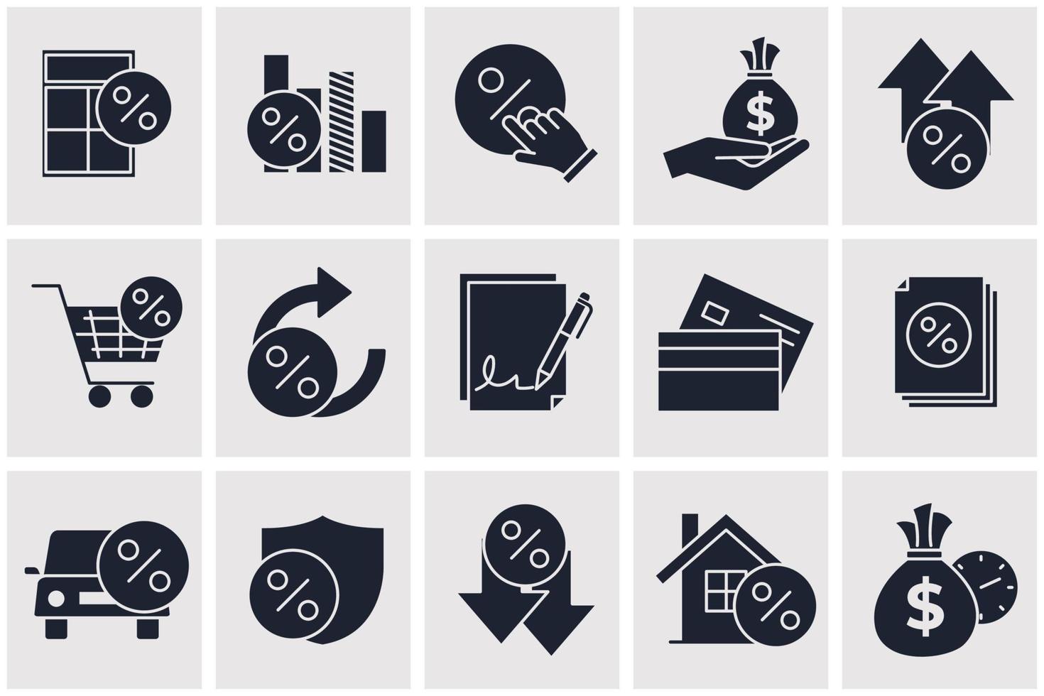 modèle de symbole d'icône de jeu de crédit et de prêt pour l'illustration vectorielle de logo de collection de conception graphique et web vecteur